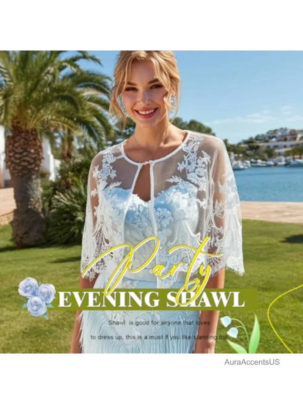 Lace Capelet for Evening Dresses, Floral Wrap Shrug Wedding Bolero